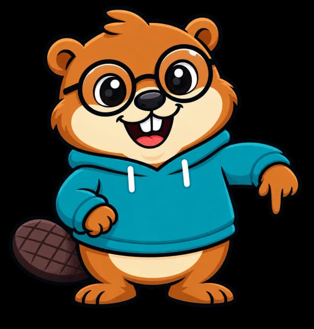Beaver character pointing to explore courses
