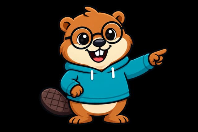 Beaver character pointing to explore courses